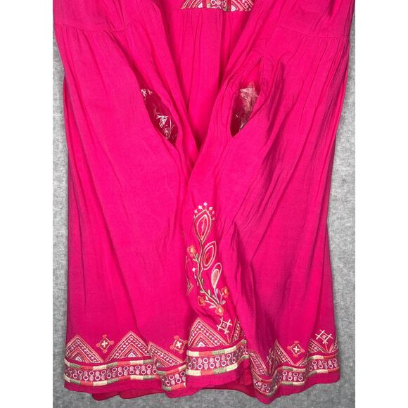 Savanna Jane women's dress pink floral embroidered midi boho lined v-neck 1X - Picture 8 of 13